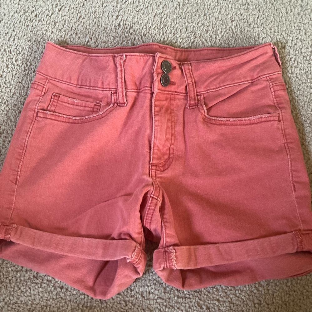 SO Pink Midi Denim Shorts